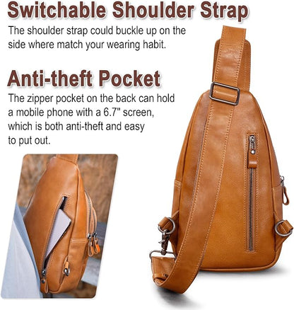 Bolso Bandolera De Piel Genuina Cruzado Antirrobo