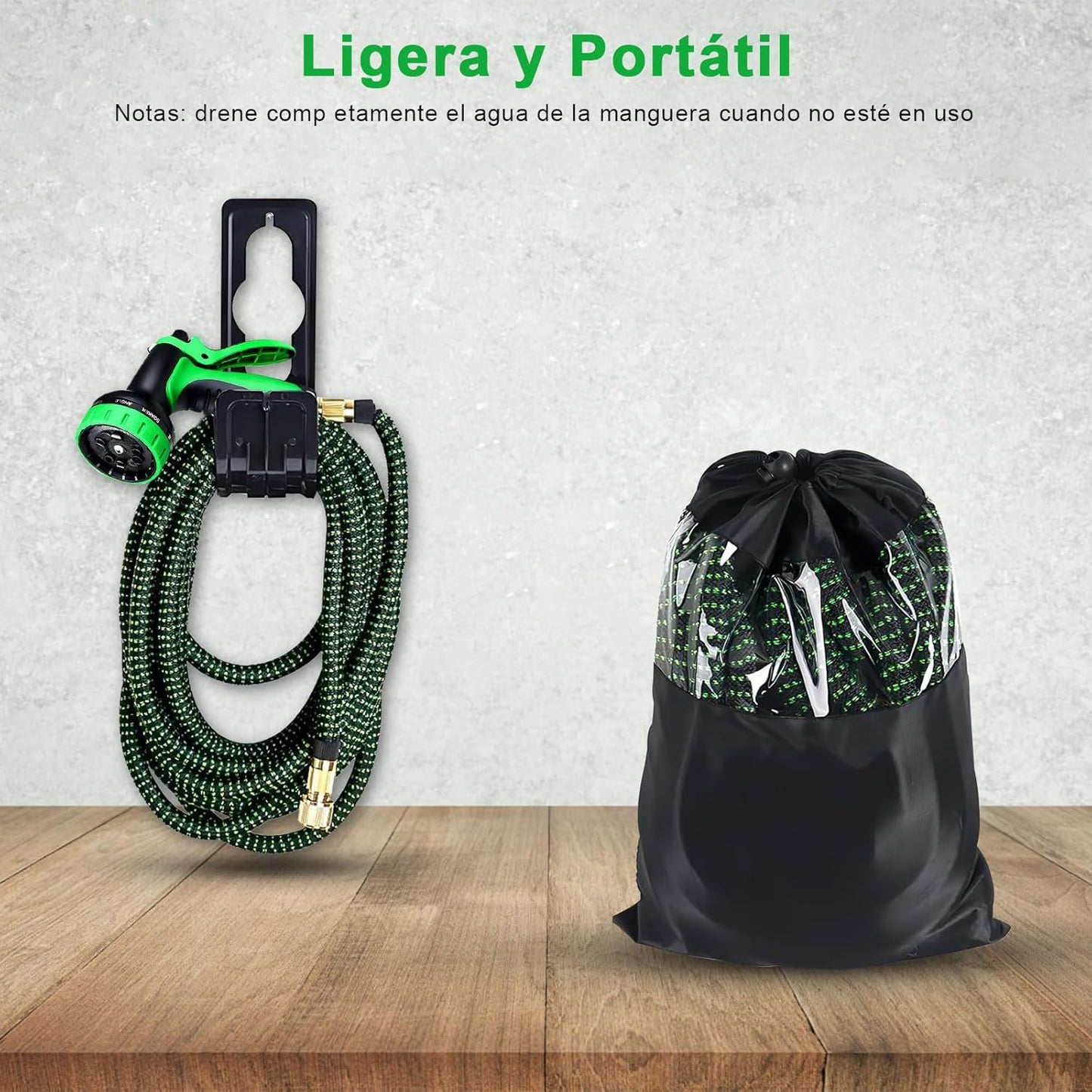 Manguera de Jardín, 75FT/22.5Mts, Expandible con boquilla 10 modos.