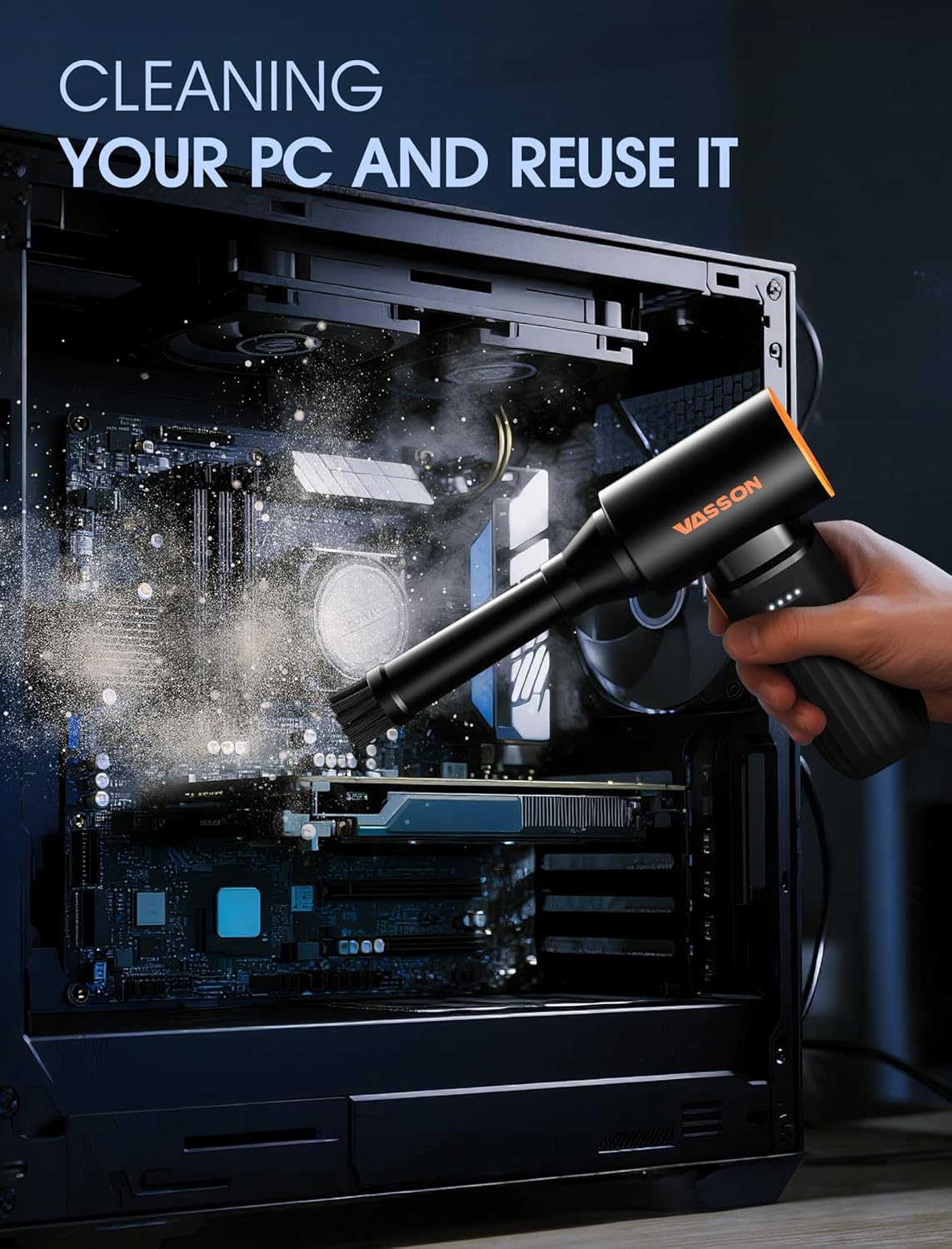 Soplador de aire, inalámbrico de 260000 RPM, Recargable, 3 Vel.