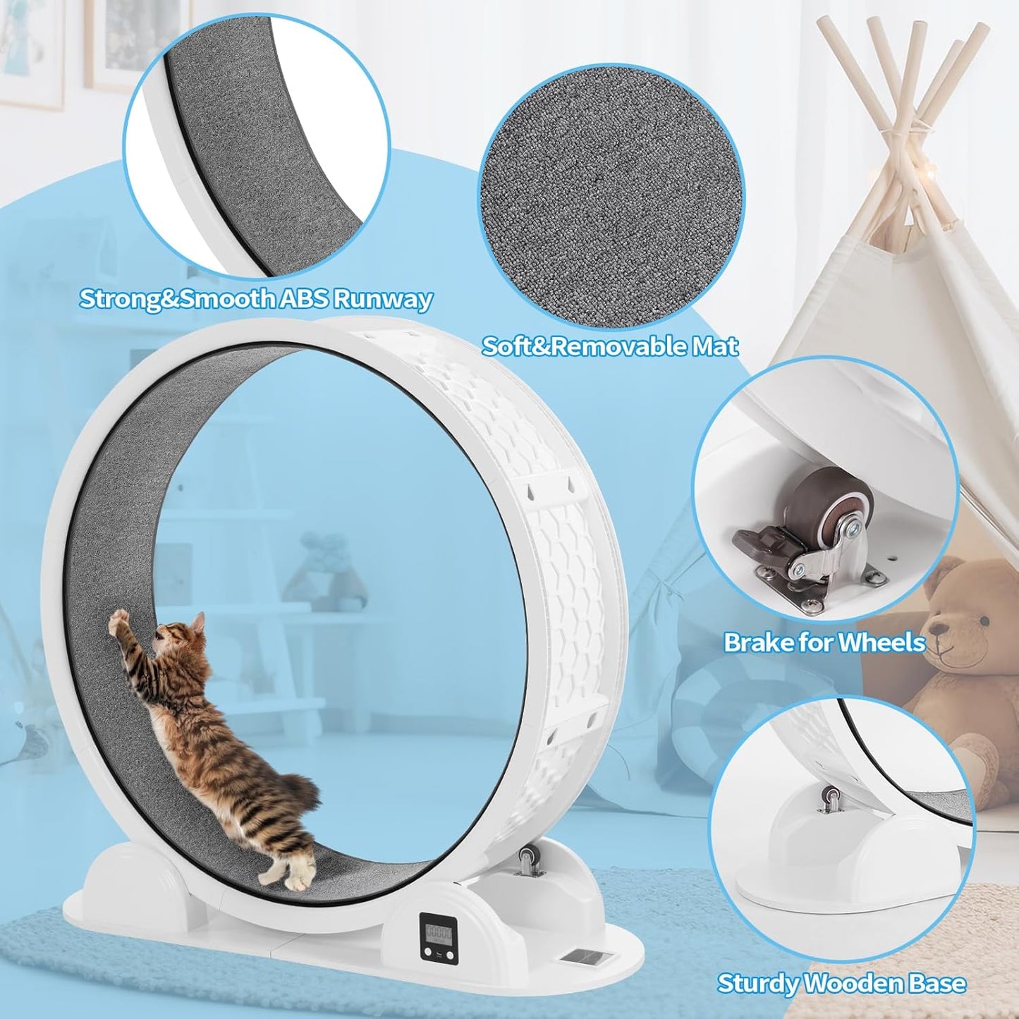 Rueda de ejercicio para gatos con podómetro, Hovono.(USADA)