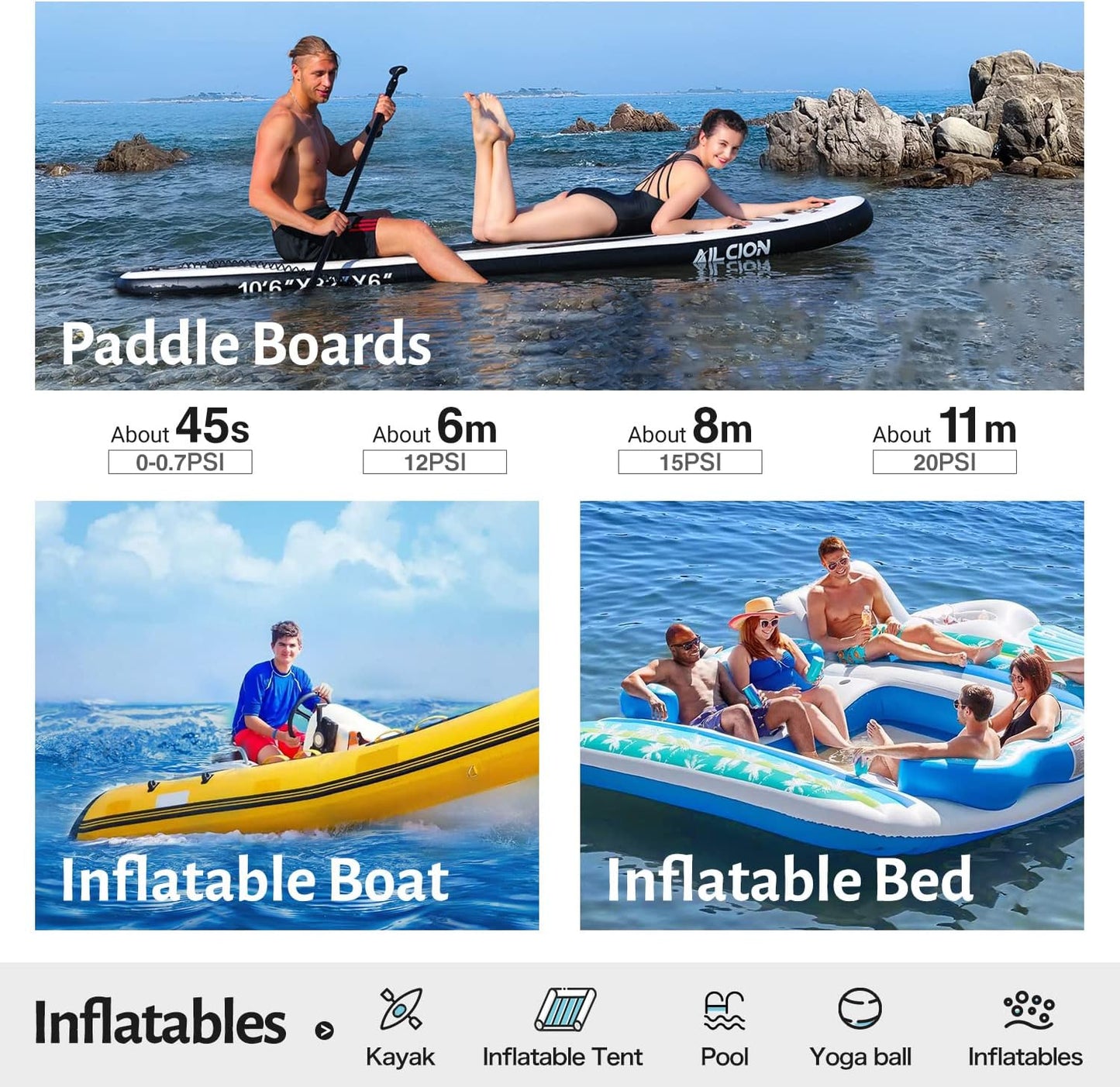 Bomba eléctrica de aire SUP para inflador y desinflador AILCION