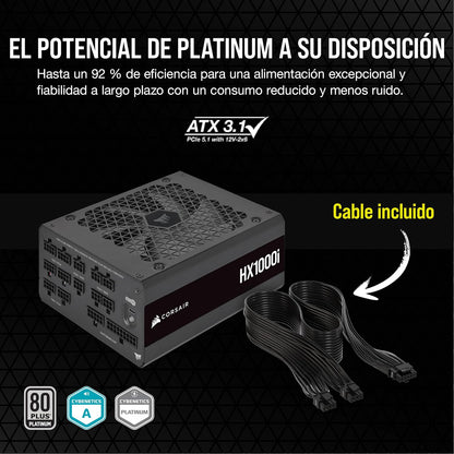 Fuente Poder Corsair HX1000i 1000W ATX 3.0 Modular 80+