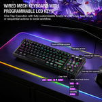 Teclado Cableado K1 Pro, para juegos y streaming con pantalla y perillas.