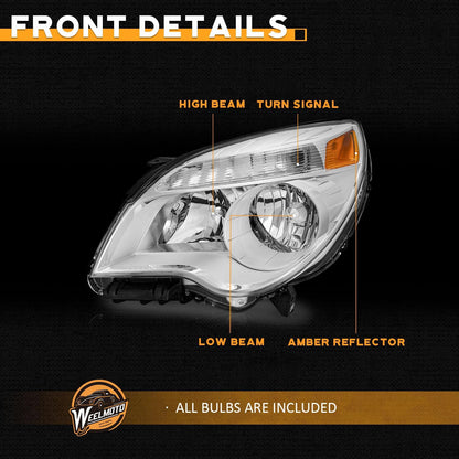 Conjunto de faros delanteros para Chevy Equinox, 2010-2015.