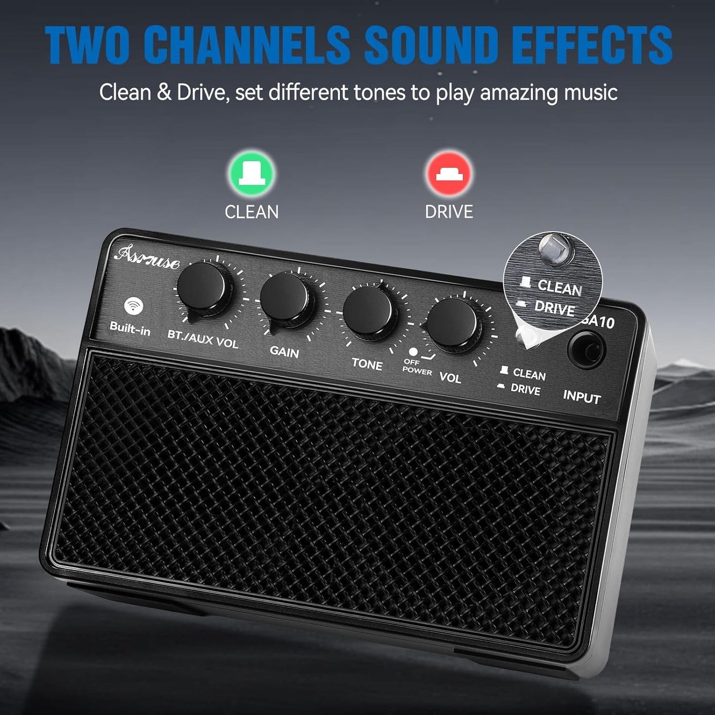 Amplificador de guitarra eléctrica portátil de 10W, Asmuse BGA-10.