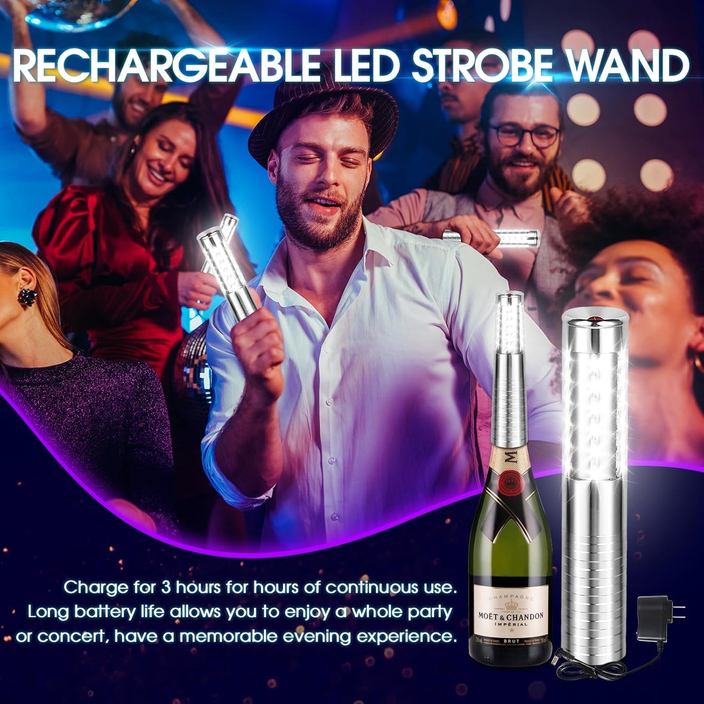 Luces LED estroboscópicas de bastón recargables, 4 Pack.(USADAS)