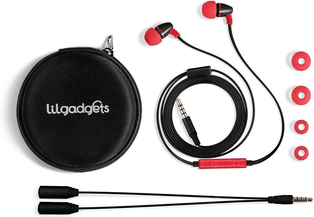 Auriculares intrauditivos, micrófono y volumen limitado para niños.