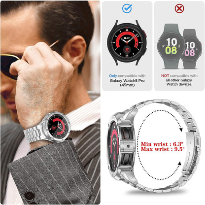 Funda y correas para reloj de acero inoxidable, ajustable, 44mm.