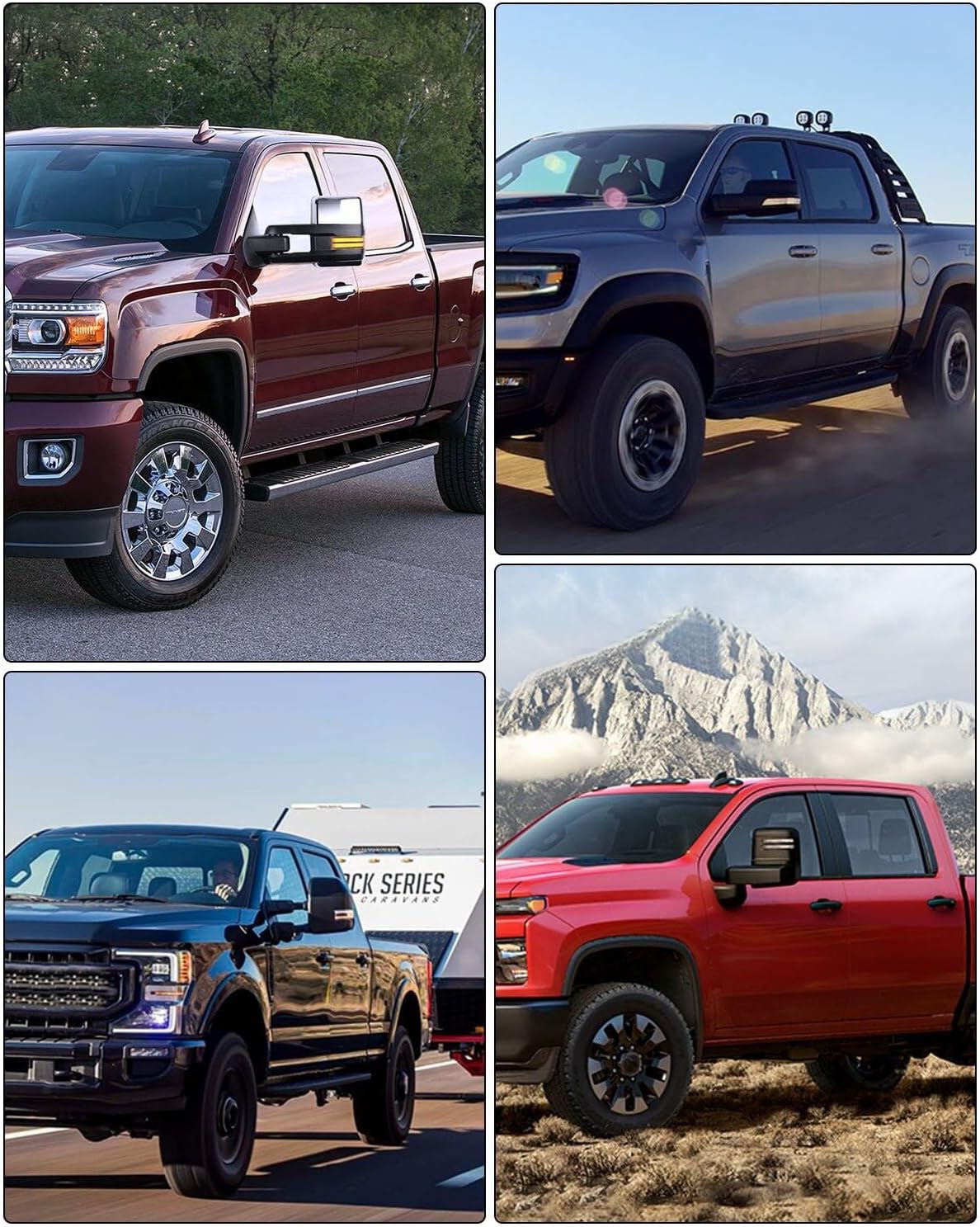 Espejo de remolque con luces de marcha atrás,carcasa Derecho. Silverado