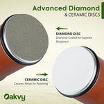 Afilador de cuchillos giratorio Oakvy, discos de diamante y cerámica.