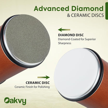 Afilador de cuchillos giratorio Oakvy, discos de diamante y cerámica.