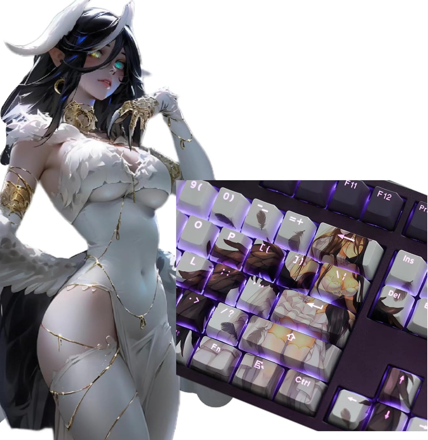 Juego de teclas retroiluminadas, Overlord Albedo PBT, KEYOTIM.