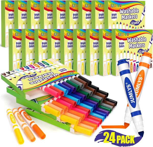 Jumlys - 24 cajas lavables con 12 colores, marcador de color.
