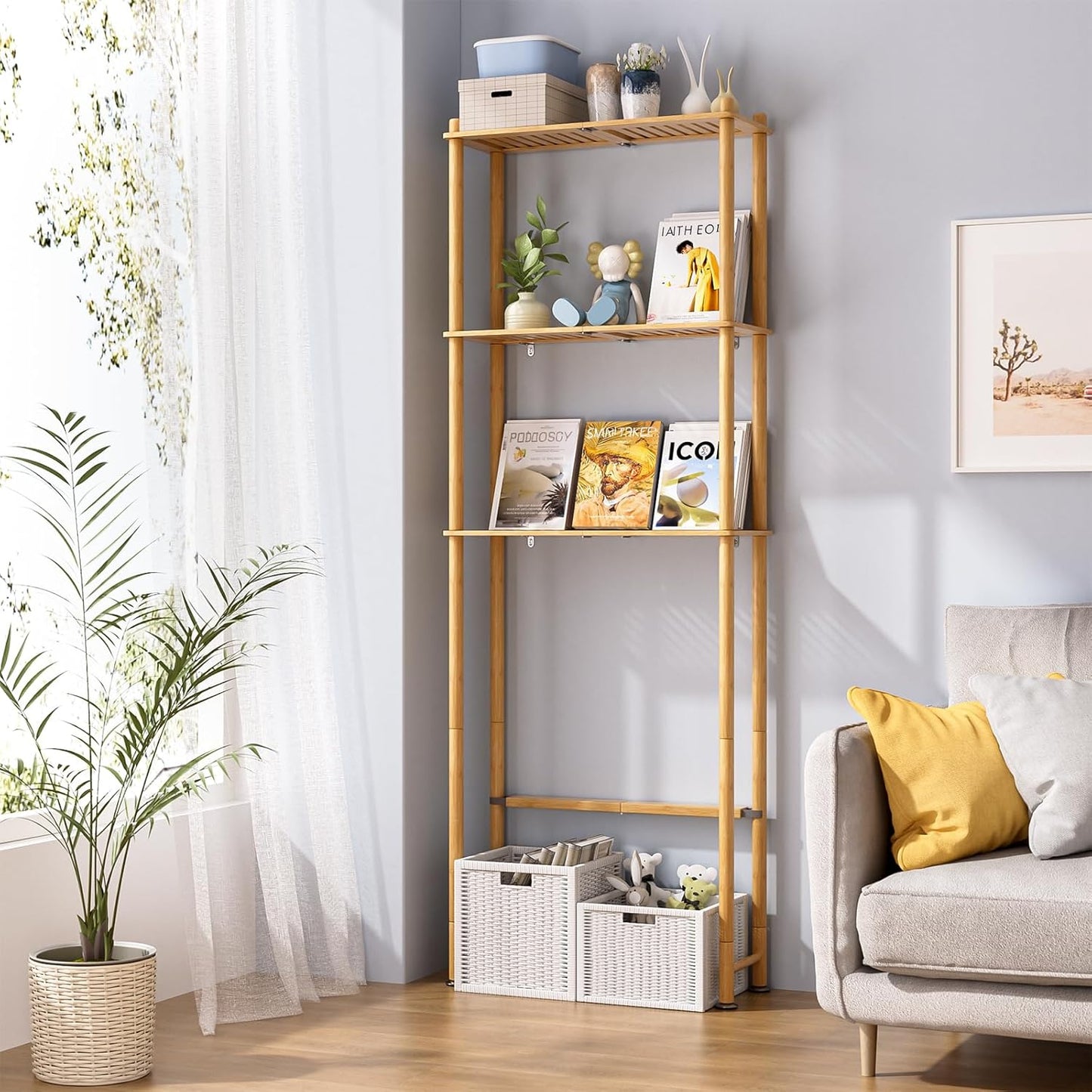 Estante de almacenamiento sobre el inodoro, de bambú, 3 niveles.