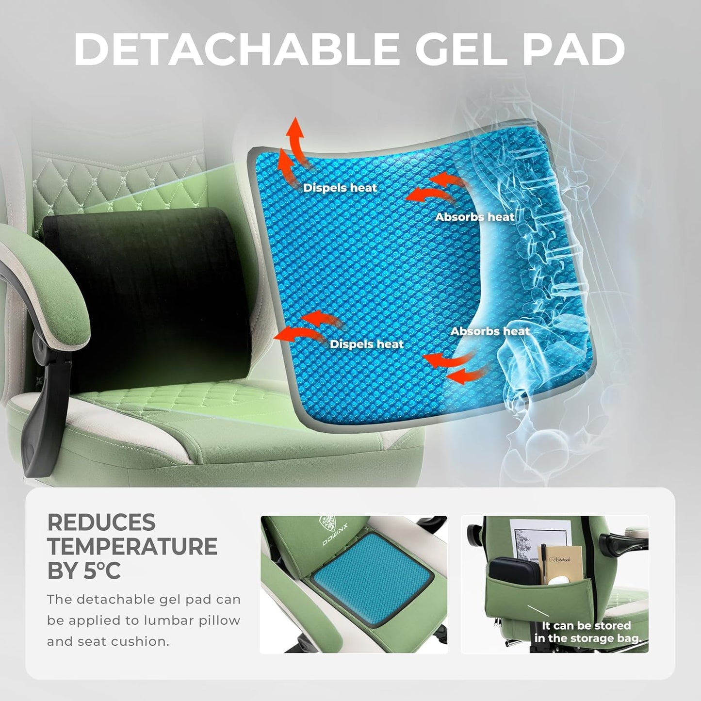 Dowinx Silla De Videojuegos, Tela Transpirable Almohadilla Gel.