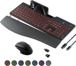 Combo De Mouse Inalámbrico Para Teclado Y Teclado Ergonómico Retroiluminado