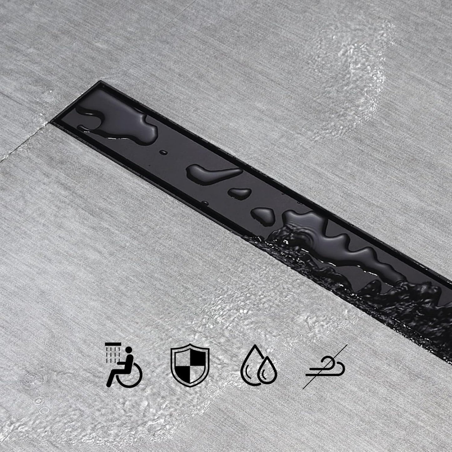 SaniteModar Drenaje lineal de regadera, 24", inserto azulejos.