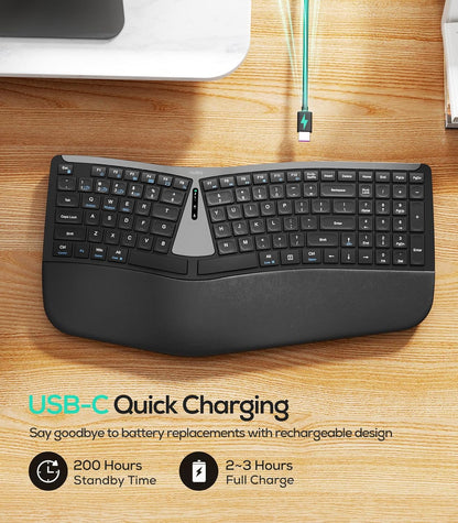 Nulea RT07B - Teclado Ergonómico Inalámbrico.(USADO)