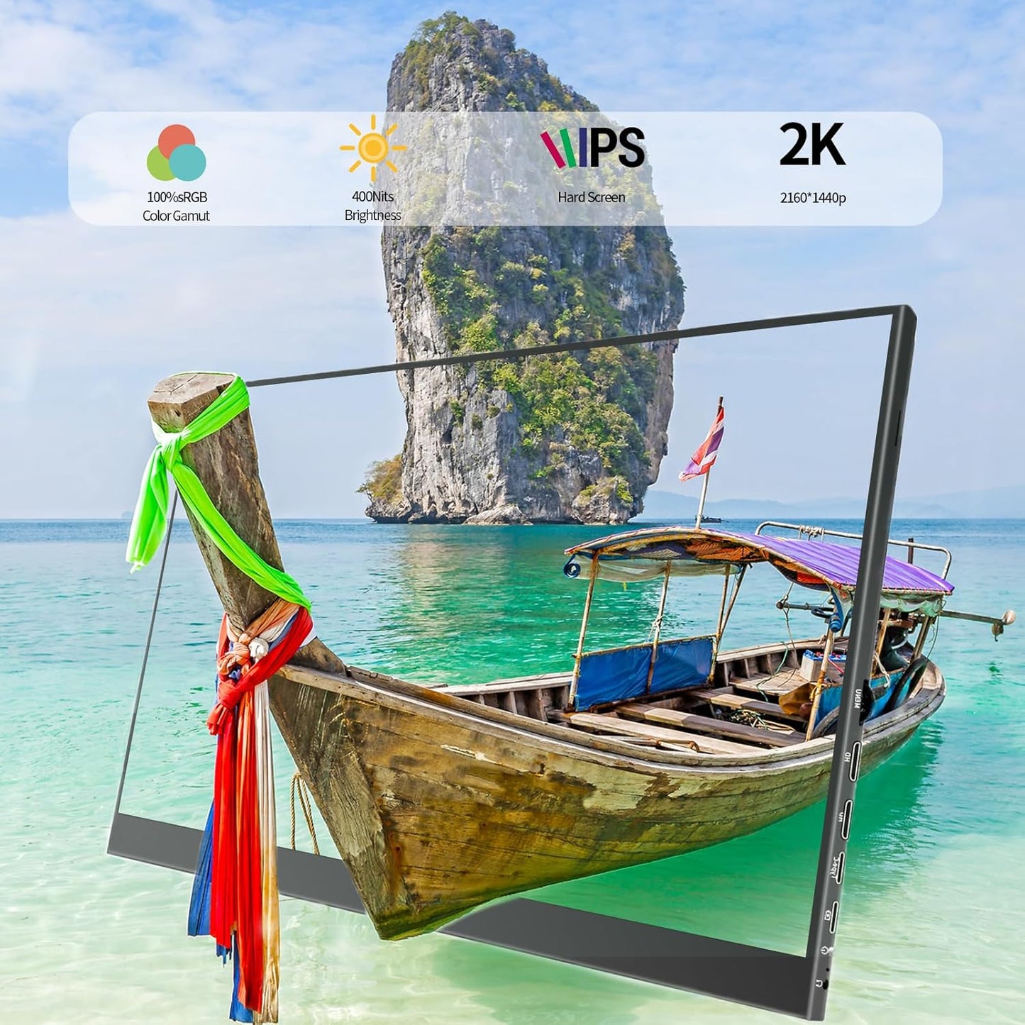 Monitor portátil StarXnDa de 11", 2160 x 1440, 2K, USB C, HDMI.