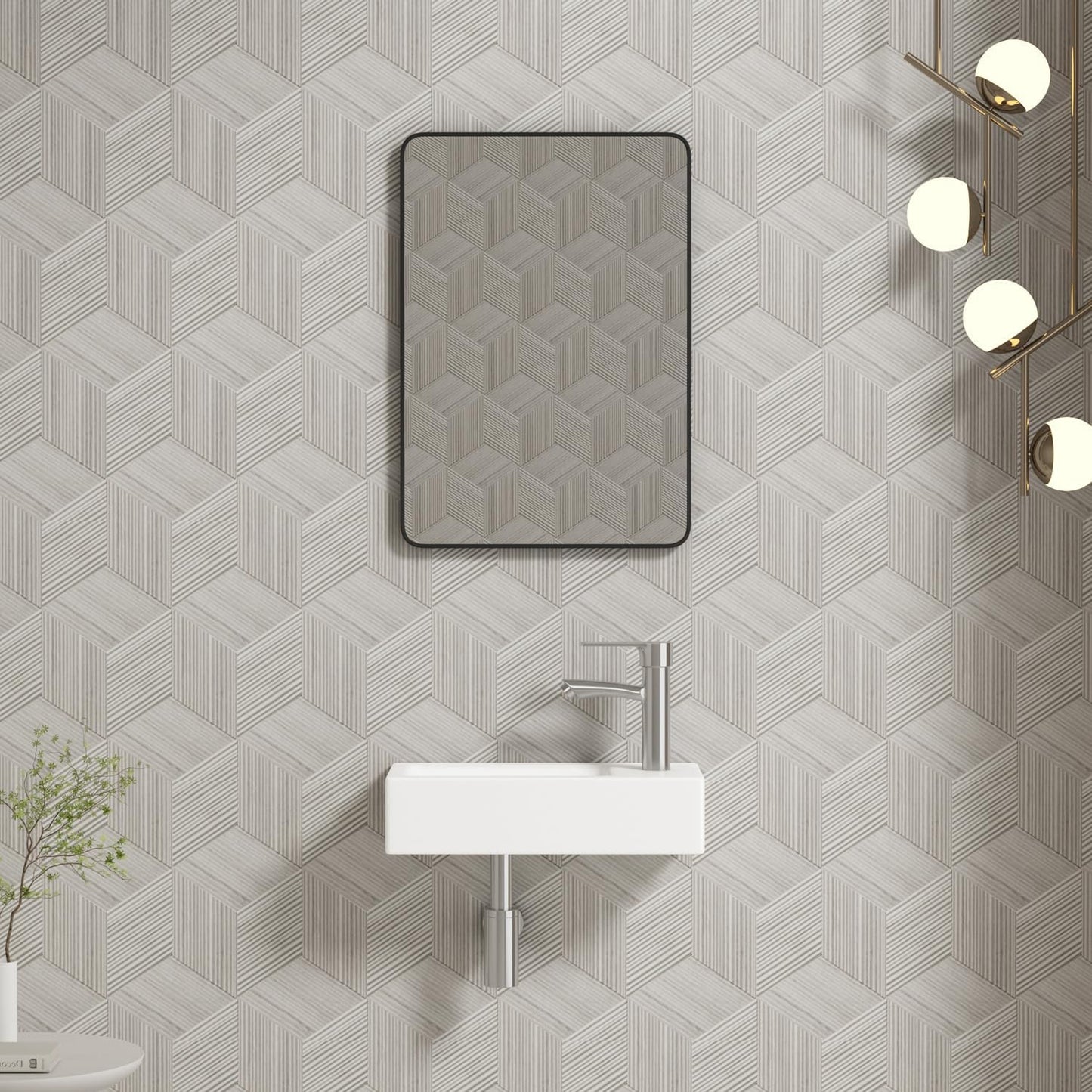 Fregadero montado en la pared para baño pequeño, 14.5 x 7.3".