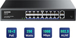 Aumox conmutador Ethernet Gigabit PoE de 18 puertos.