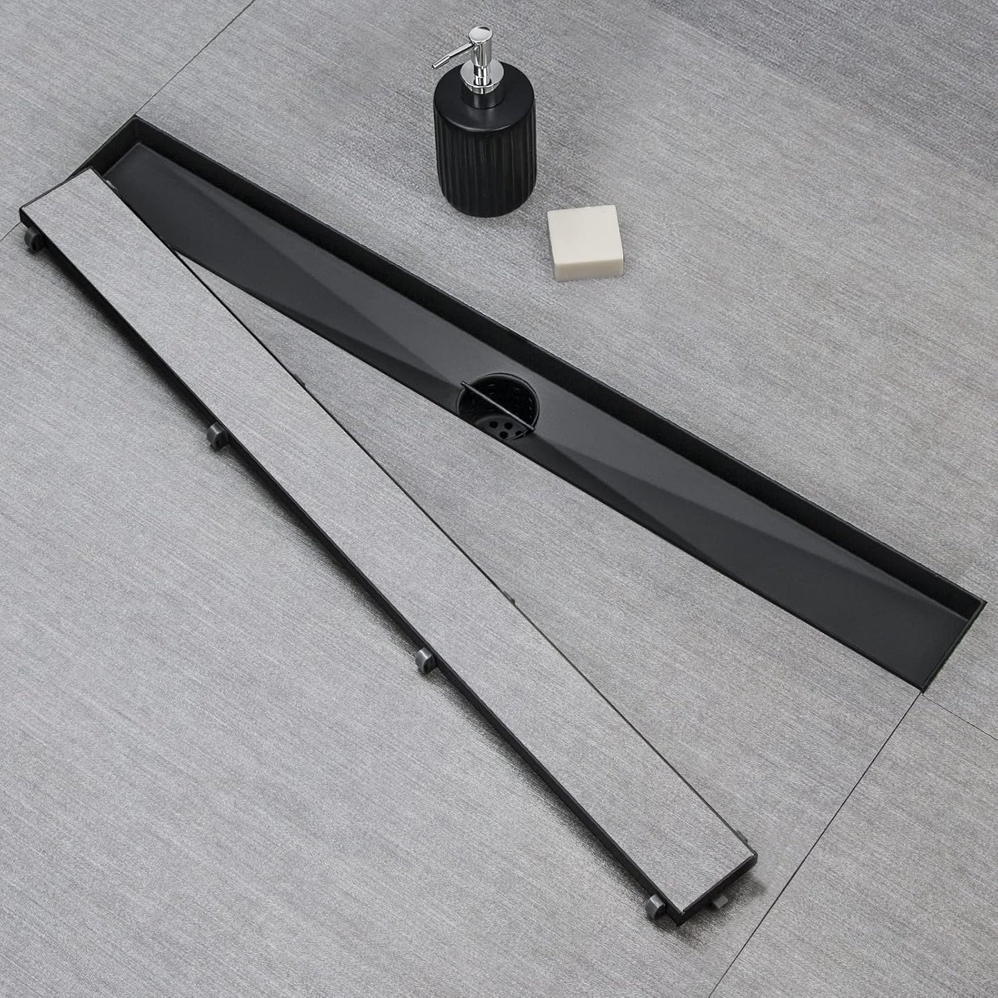 SaniteModar Drenaje lineal de regadera, 24", inserto azulejos.