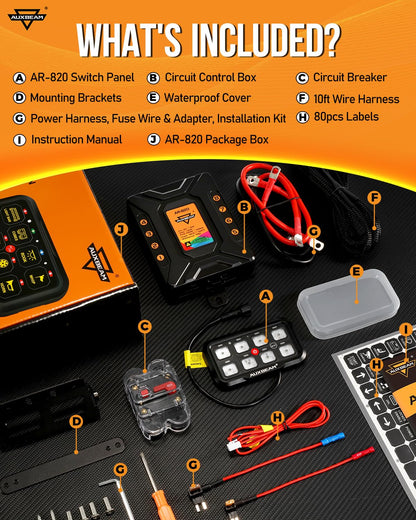 Panel de interruptores RGB de 8 vías, Auxbeam AR-820 (DETALLE)