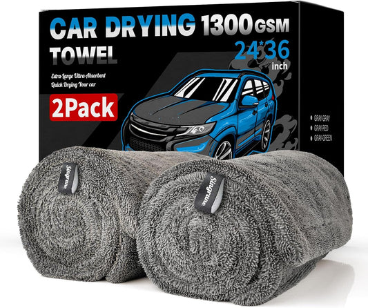 Kit de 2 toallas de secado para coche, microfibra ultra absorb.