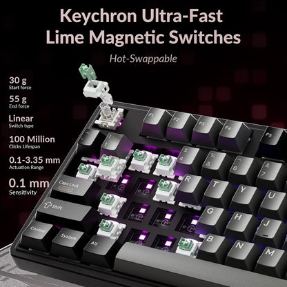 Teclado mecánico con cable Keychron C3/HE/TKL, interruptores magnéticos