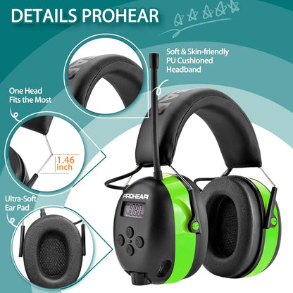 PROHEAR Auriculares de radio 033,Batería recargable USB C.
