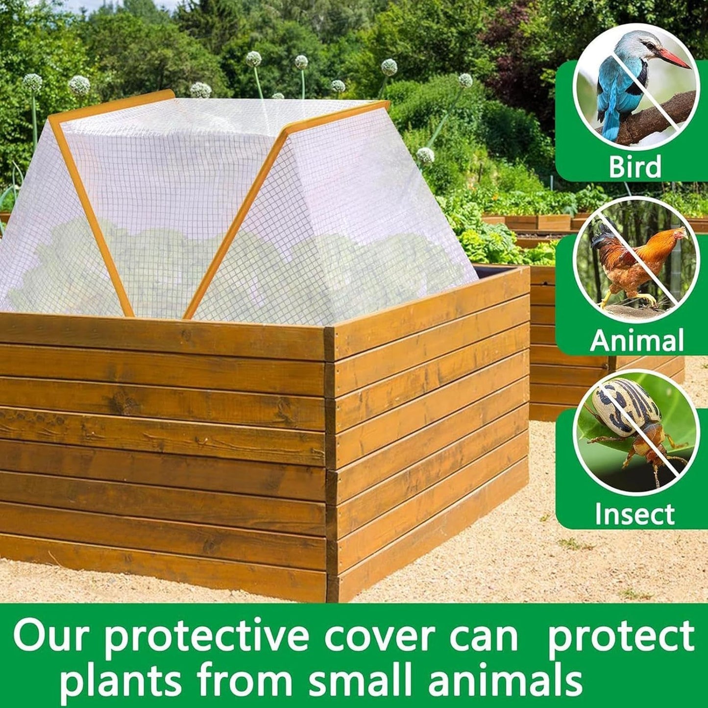 Cubierta de plantas, elevada y plegable, protección para clima extremo.