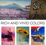 Set de pintura acrílica, 54 colores, 60 ml, con 12 pinceles, lienzo y madera.