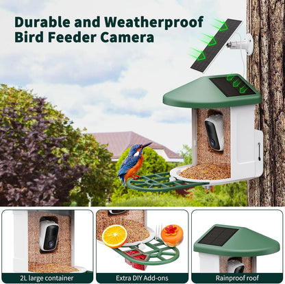Alimentador de pájaros Harymor Q8, con cámara y panel solar.