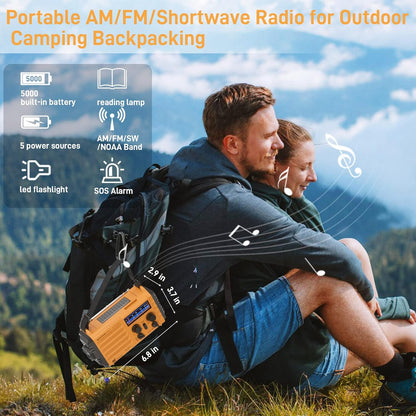 Radio portátil para Exteriores con luz de Flash y lámpara de Lectura.