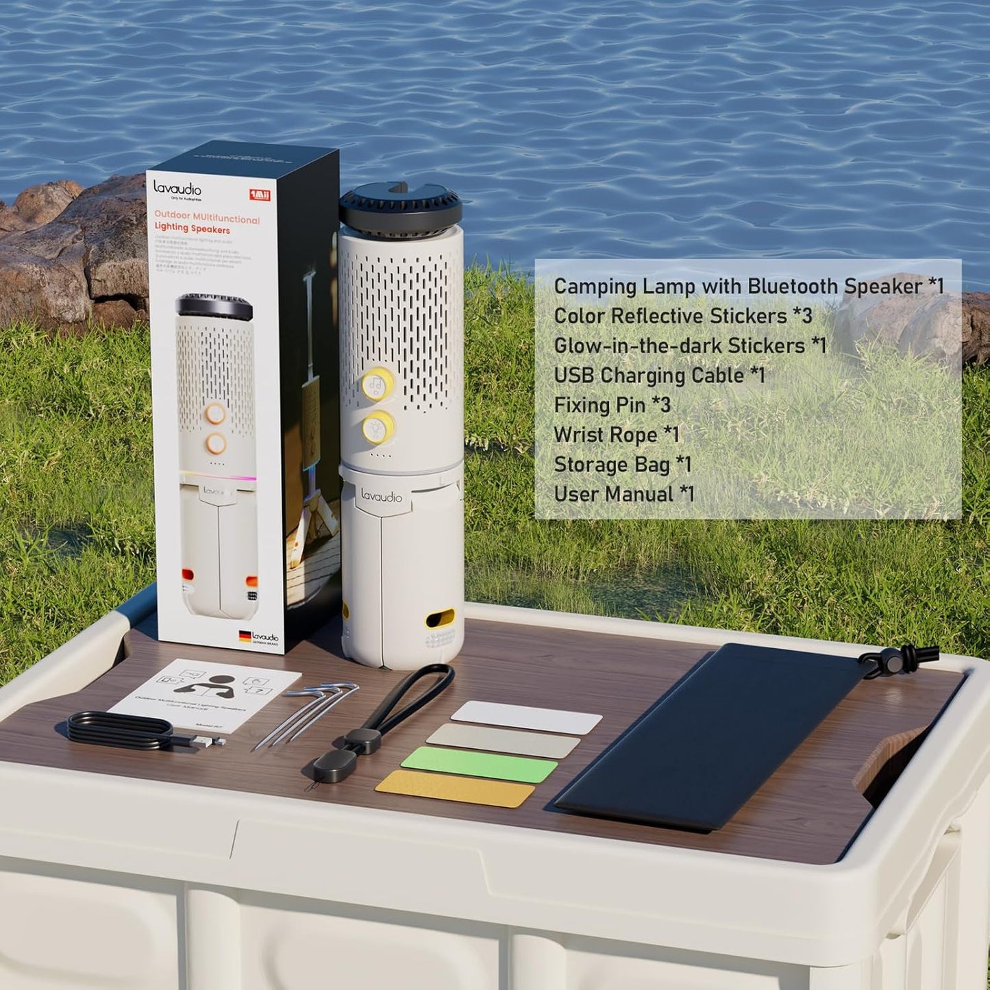 1Mii Lavaudio, Linterna de campamento con altavoz Bluetooth.