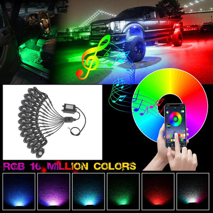 Kit de 12 luces LED-RGB, coche, todoterreno, 4x4, camión,(USADO).