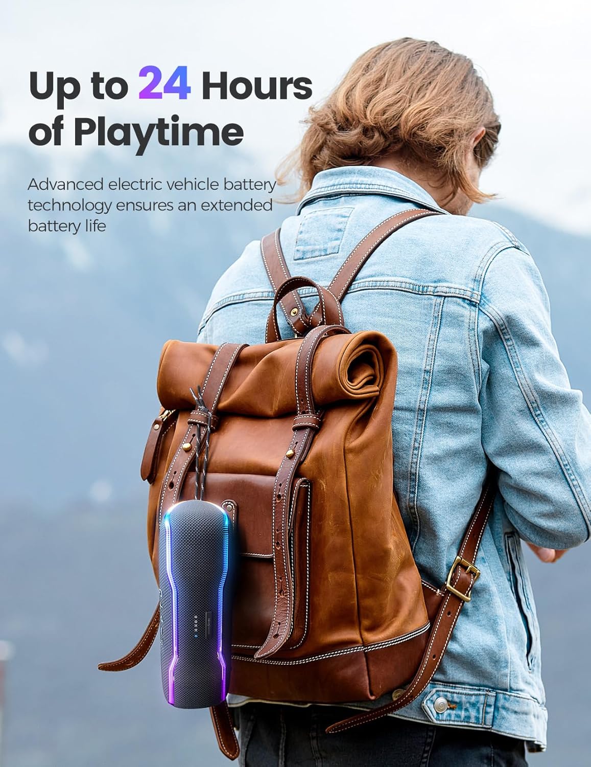 Altavoz Bluetooth portátil, impermeable con luces, Super Bass.