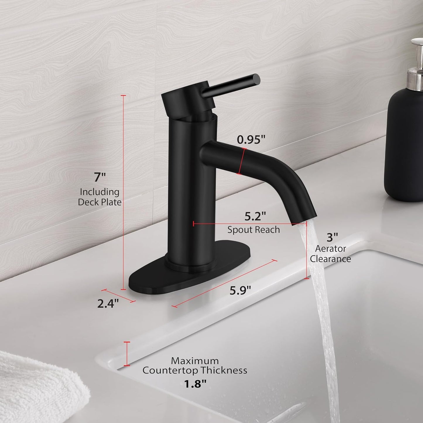 Grifo para lavabo de baño Mueller Premium, Monomando, negro mate.