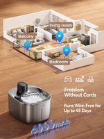 Fuente de agua Feelneedy inalámbrica para gatos, acero inoxidable
