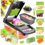 Cortador de Verduras, 16 en 1, 7 Cuchillas de Acero Inoxidable.