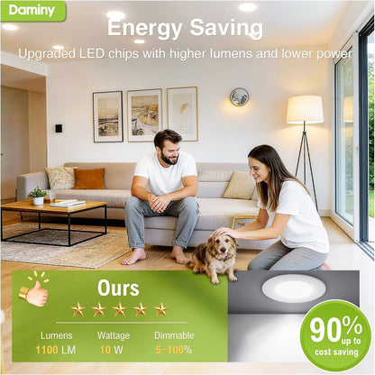 Luz Led Empotrable Daminy 6 Pzas 6'' 10W Regulable CCT