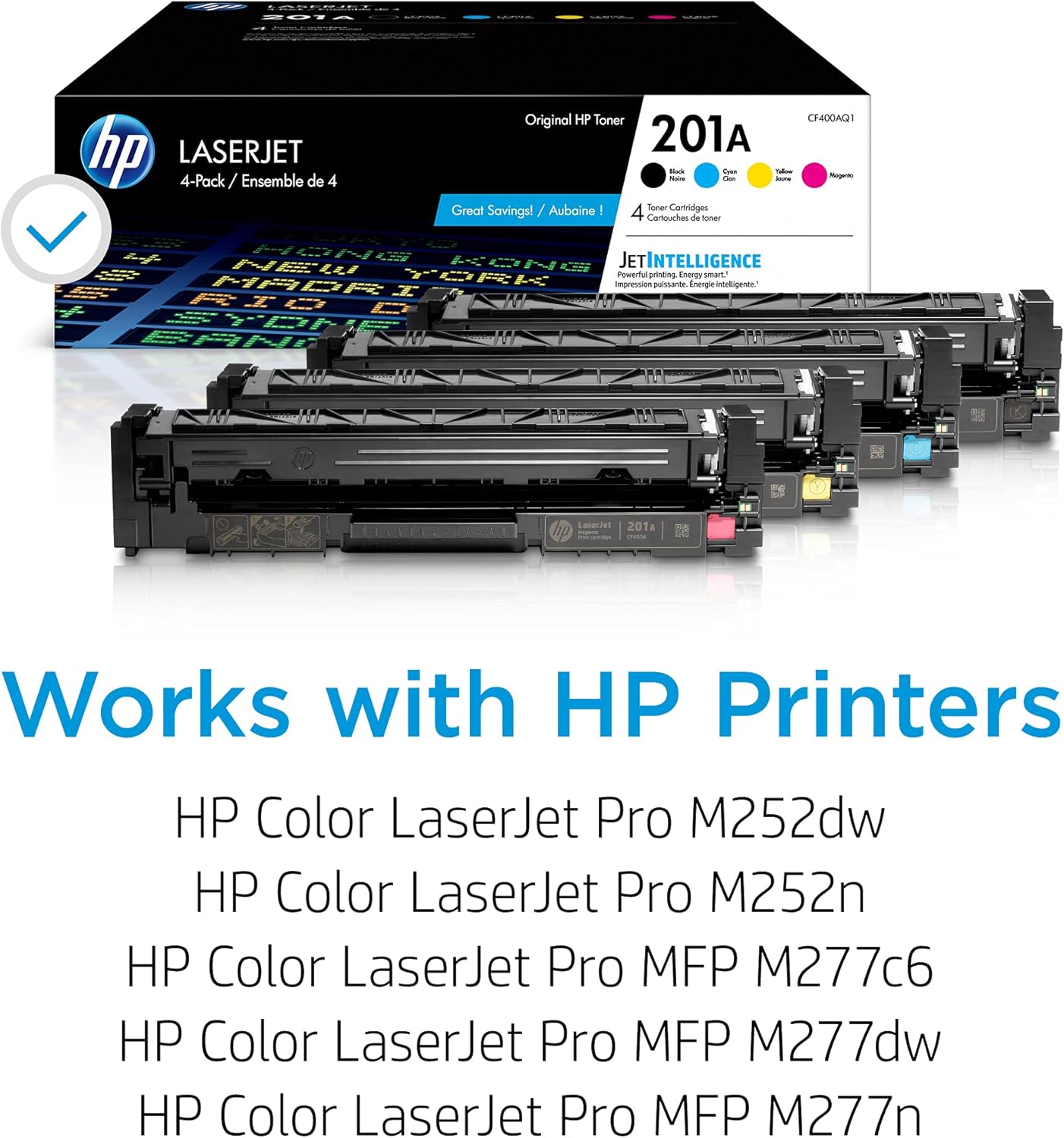 Cartuchos de tóner, 4 Pack, HP Laserjet 201A, CF400AQ1, (USADO).