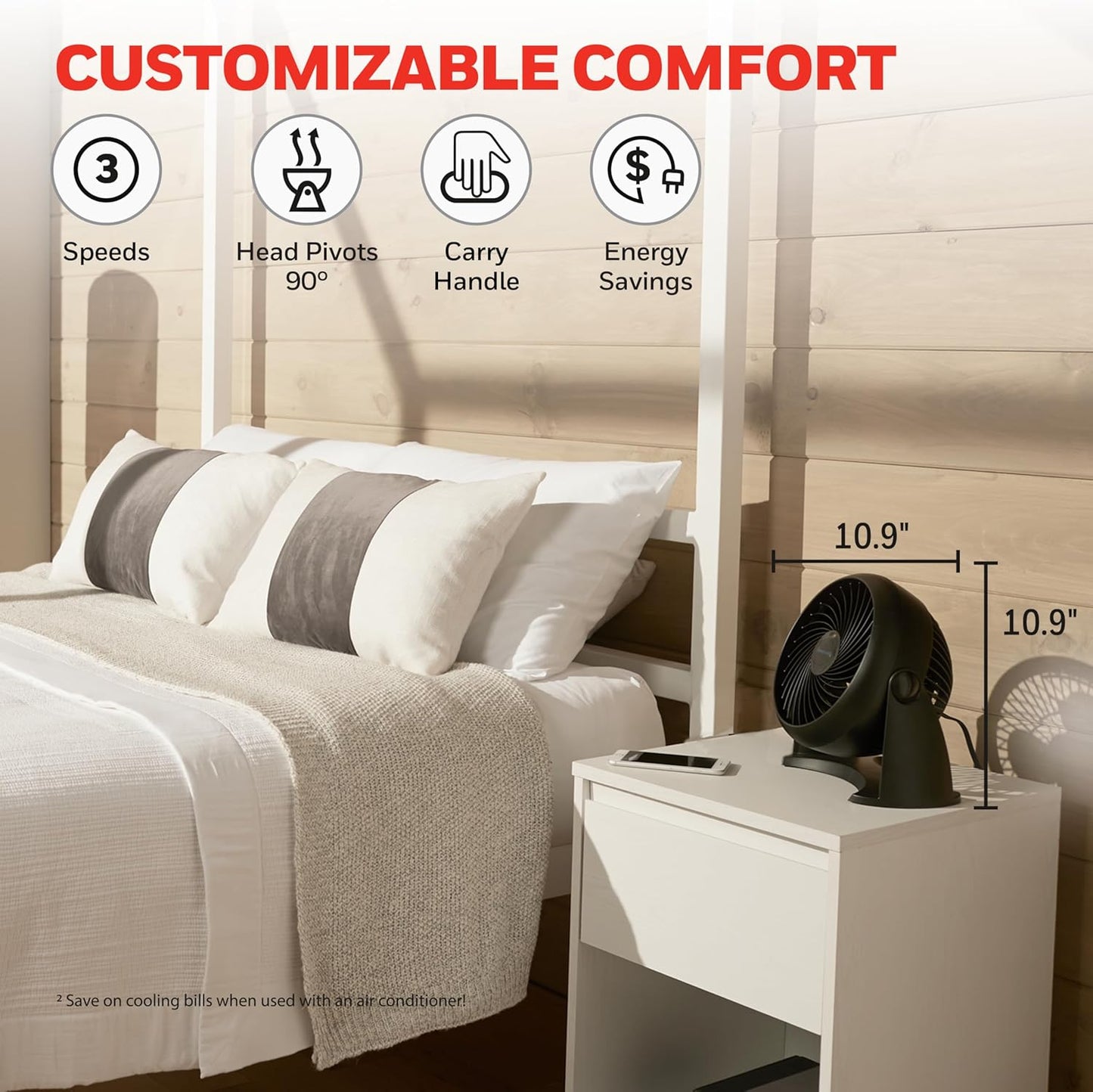 Honeywell HT-900 TurboForce,Ventilador de circulación de aire, color negro.