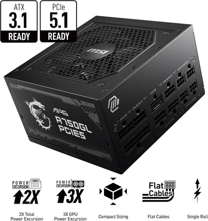 MSI MAG A750GL 750W 80+ Gold Fuente de alimentacion (CAJA ABIERTA)