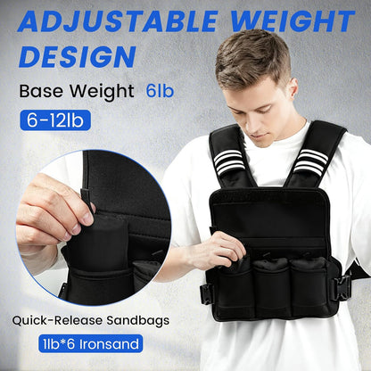 Chaleco Con Peso Ajustable KUKZO 6-12libras Para Entrenamiento Color Negro