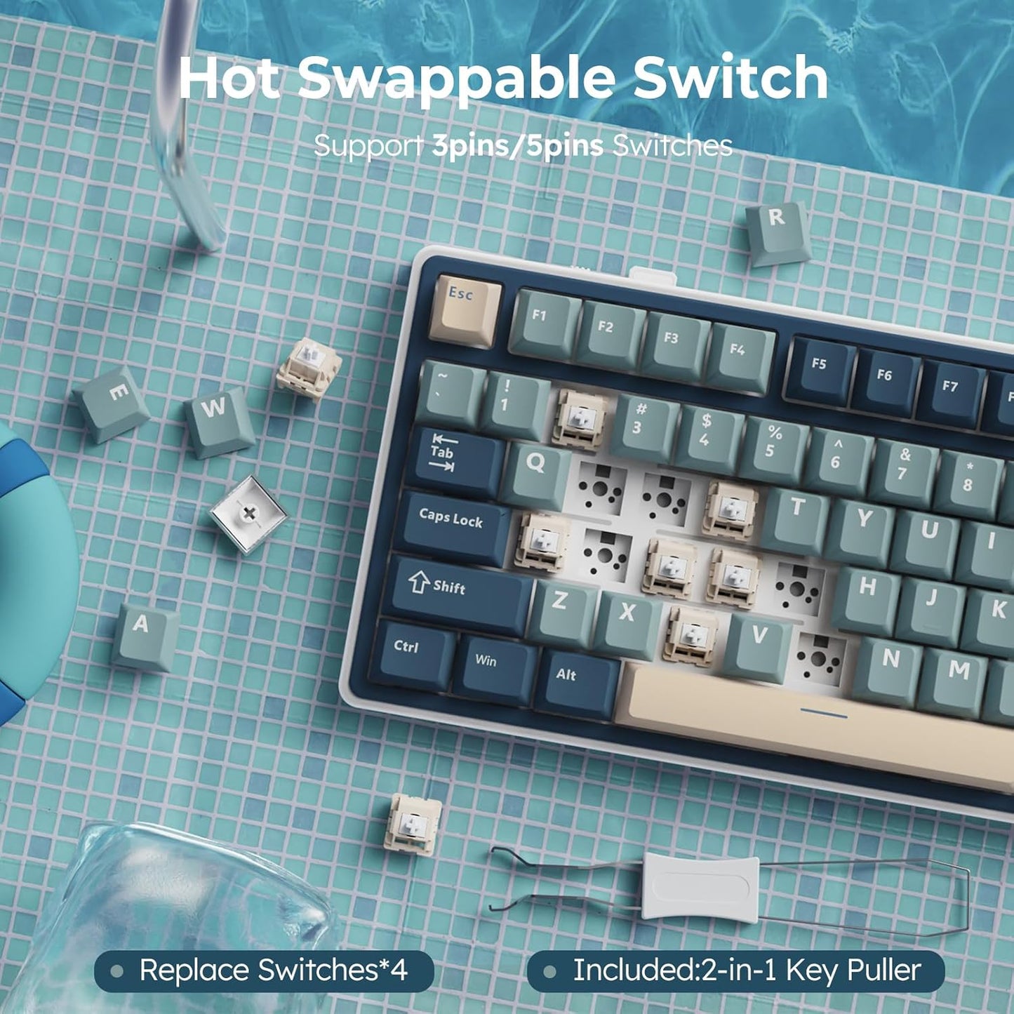 RK ROYAL KLUDGE R75 - Teclado mecánico inalámbrico.
