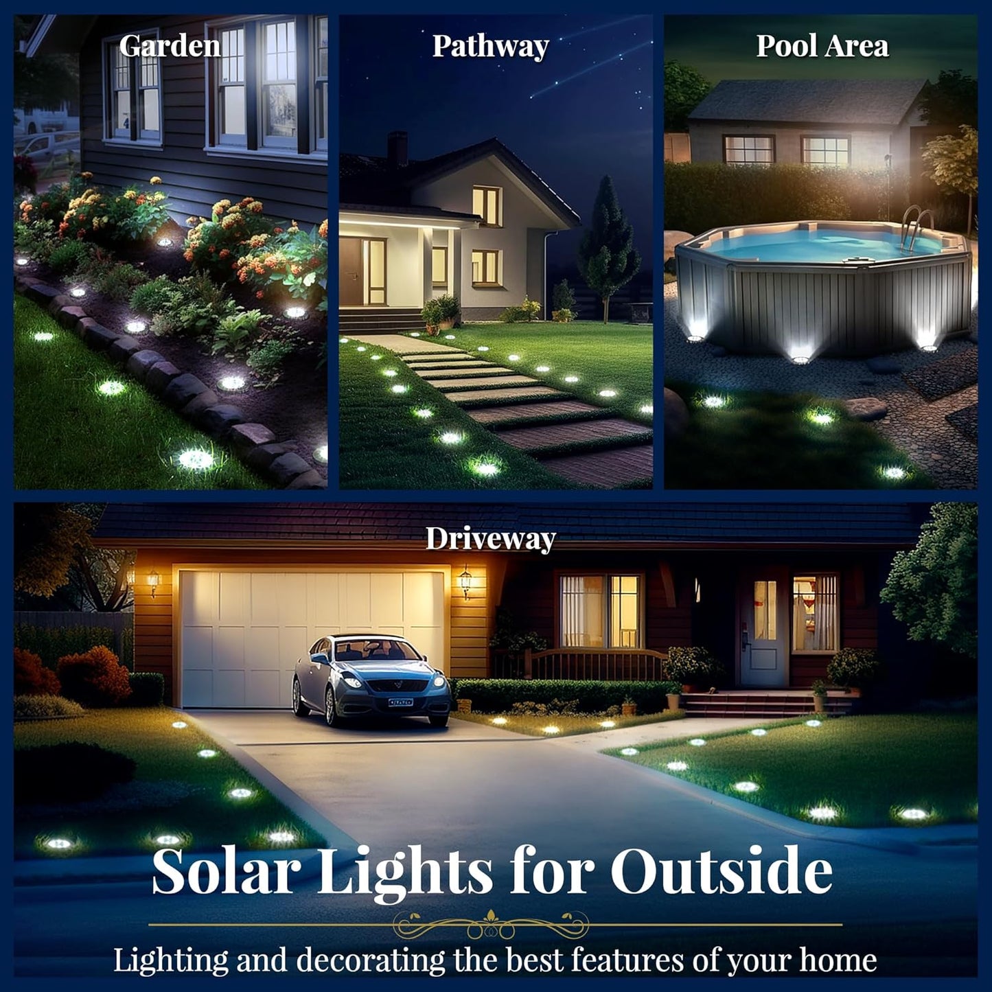 Luces solares de tierra, SOLPEX, 12pcs, impermeables, de jardin.