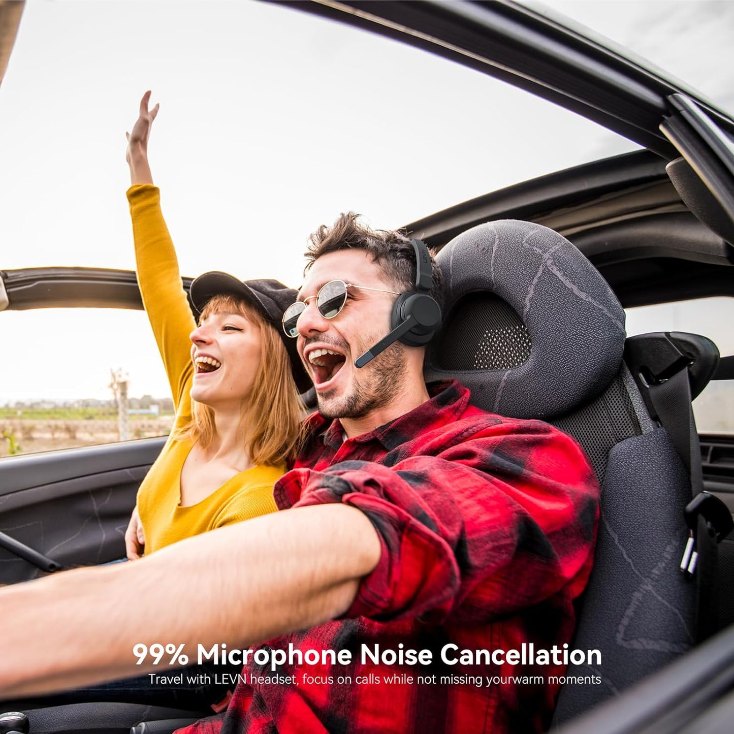 LEVN - Auriculares de camionero con Bluetooth con micrófono de cancelación de ruido.