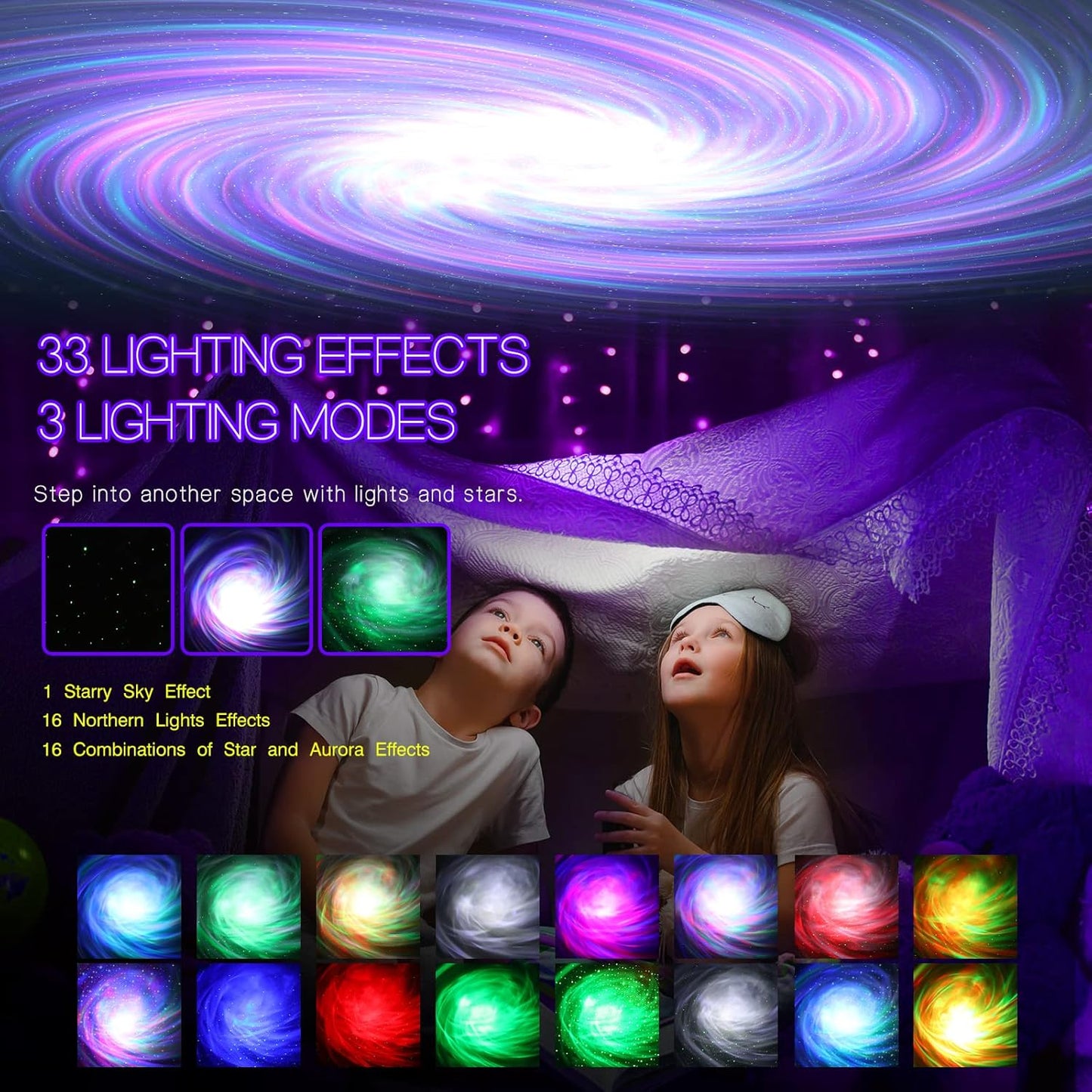 Proyector luces nocturnas Galaxia Aurora altavoz Bluetooth