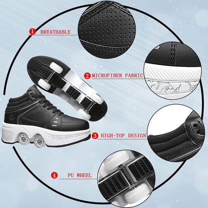 Patines Tipo Tenis Con Ruedas Ocultas Retráctiles EUR 38 25.3CM Negro